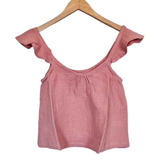 Marine Layer Jude Flutter Sleeve Tank Top Rosette Women's X-Small Boho Chic - Picture 2 of 7